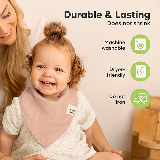 KeaBabies 8-Pack Muslin Baby Bibs for Boys, Girls - Muslin Bandana Drool Bibs for Baby Girl & Boy, Drooling Newborn, Teething Toddler, Infant 0-36 months, 100% Cotton Extra Absorbent & Soft (Dew)