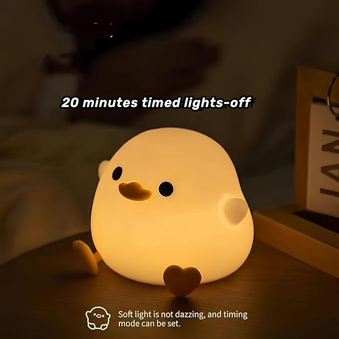 DoDo Duck Night Light, Cute Duck Lamp, Soft Silicone Dimmable Nursery Night Light, Touch Control & Rechargeable Night Lamp for Girls & Boys Bedroom, Living Room