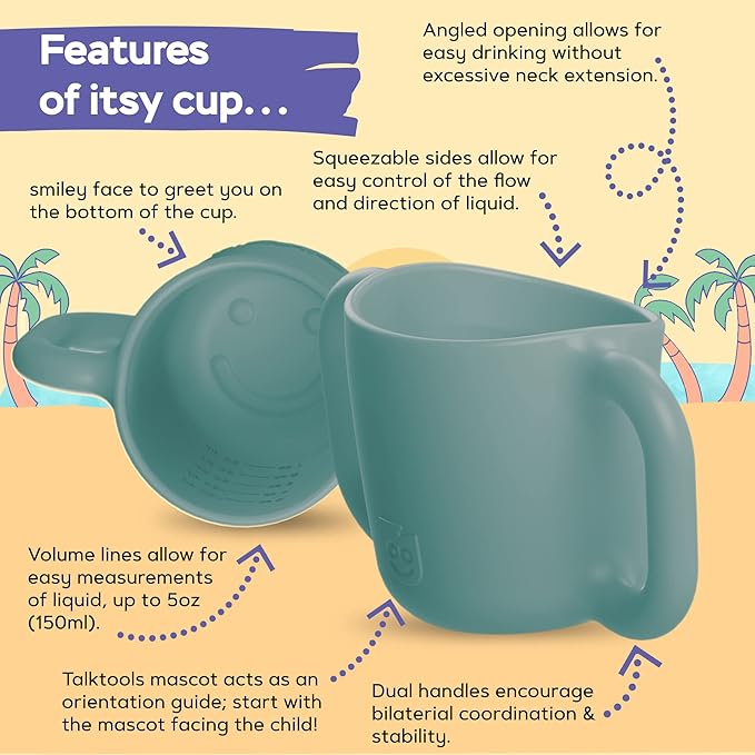 TalkTools ITSY Silicone Baby Plates Set with Suction – Feeding Essentials for Toddlers 6–12 Months+ | BLW Mealtime Set with Twin Spoon, Spill-Proof Sippy Cup | Self-Feeding Utensils (Sage)