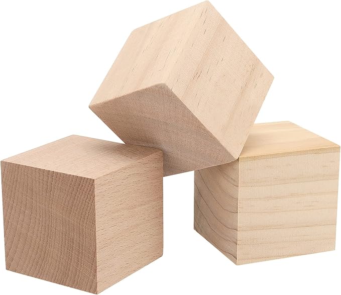 30 PCS 2 Inch Wood Blocks, 5x5x5cm Premium Natural Solid Blank Wooden Cubes Set, Square Unfinished Craft Wood Blocks Bulk for Crafting DIY Projects