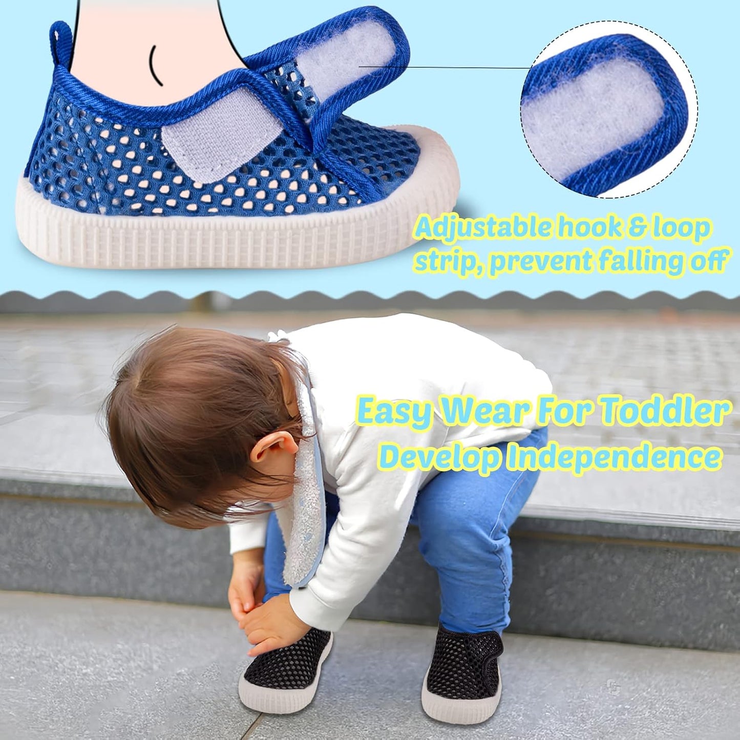 Baby Walking Shoes Toddler Girl Boy Soft Sole Breathable Mesh Slip on Summer Wide Shoes Infant Flexible Lightweight Non-Slip Safer Causal Tennis Shoes Toddler First Walkers Shoes Rubber Soles Outdoor