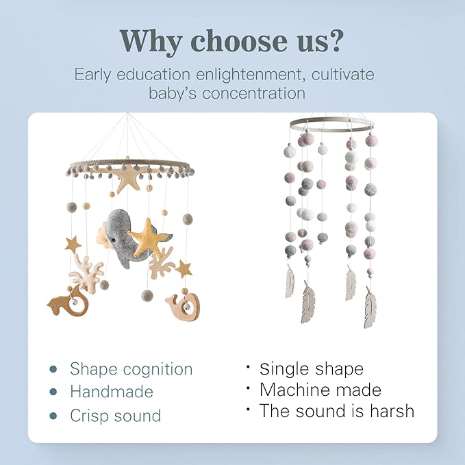 Crib Mobile for Baby Boys Girls Ocean Whale Nursery Mobile Gender Neutral Baby Mobile Handmade Ceiling Mobile Best Gifts for Christmas Birthday Baby Shower