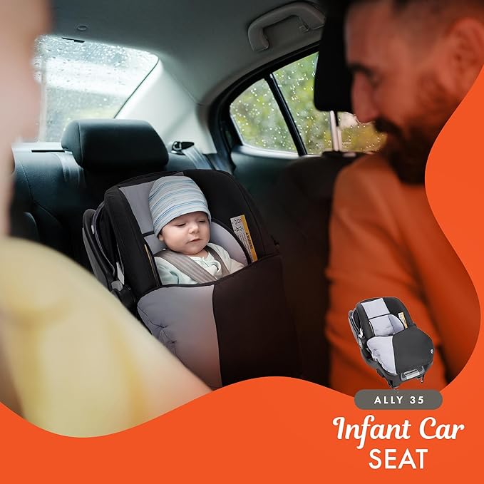 Baby Trend Infant and Toddler Double Stroller & Car Seat Combo, 2 Pc Set, Stormy - Portable and Lightweight Stroller Duo and Car Seat Travel System Tandem