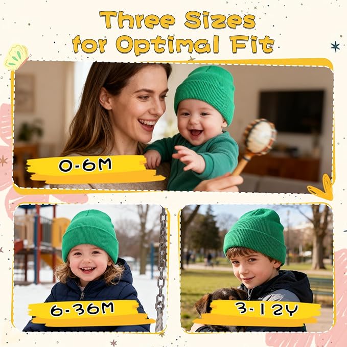 ZOORON Toddler Beanie Baby Kids Beanies Warm Winter Hat Knit Skull Cap for Boys & Girls Soft Children Infant Hat