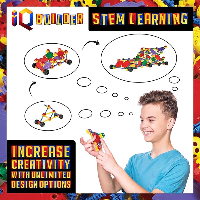 IQ BUILDER | STEM Learning Toys | Creative Construction Engineering | Fun Educational Building Blocks Toy Set for Boys and Girls Ages 5 6 7 8 9 10 Year Old + | Best Toy Gift for Kids | Activity Game