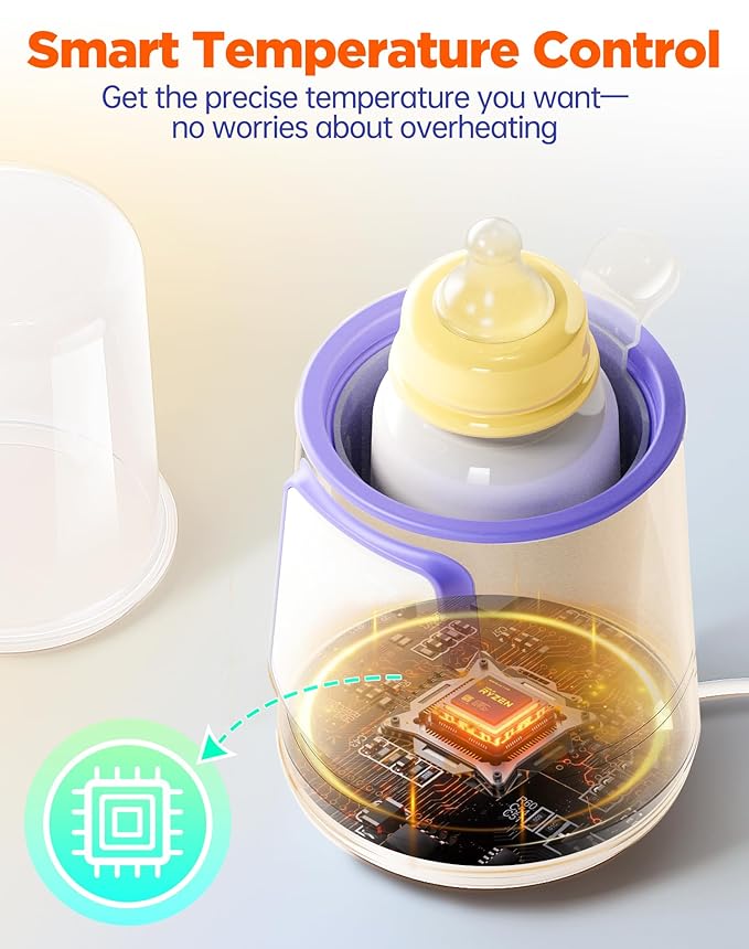 Fast Baby Bottle Warmer for Breastmilk, Smart 12 in 1 Breast Milk Warmer for Baby Essentials with Timer Temperature Control, Sterili-zing, Water Bath Technology, Baby Warmer for All Bottles Food Jars