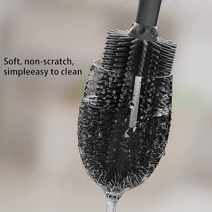 Long Silicone Bottle Cleaning Brush | 2 Pack| 16”+13”Water Bottle Brush Cleaner Brush for Hydro Flask,Glassware,Vacuum Sports Bottle&Vases,Silicone Water Bottle Cleaner Brush for Narrow Neck