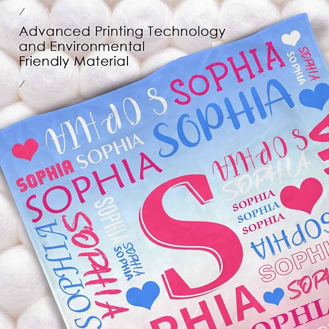 M YESCUSTOM Custom Baby Blanket with Name, Personalized Name Throw Blanket for Girls Boys Kids Customized Flannel Blanket for Men Women Valentines Day Mother's Day Christmas Newborns Gradient Pink