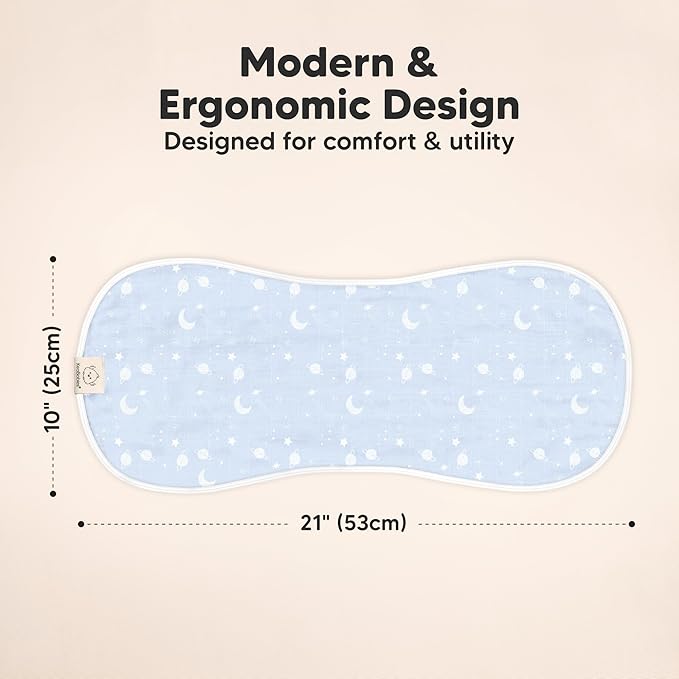 5-Pack Muslin Burp Cloths Baby Boy, Girl - Very Absorbent Baby Burp Cloth Rags, 8-Layers Viscose Derived from Bamboo Cotton Muslin Towel, Super Soft Spit Up Rags, No Shrink Washcloths (Constellation)