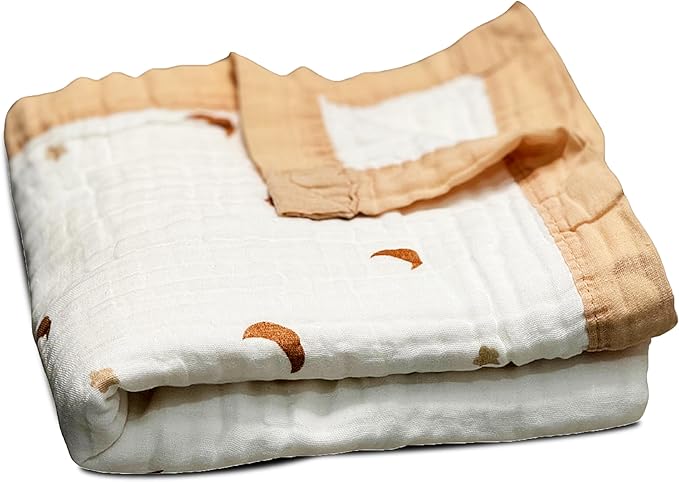 100% Cotton Muslin Baby Blanket | Soft & Breathable 6-Layer Swaddle & Receiving Blanket | Lightweight Quilt for Newborns, Infants & Toddlers | Gender-Neutral (Moonlit Dreams)