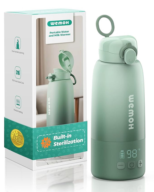 Upgraded Portable Bottle Warmer for Travel with Self-Clean Function, Precise Temp Control & 8 Feeds per Charge, 16oz Bottle Warmer On-The-Go Parents, 100W Fast Heating for Breast Milk & Formula