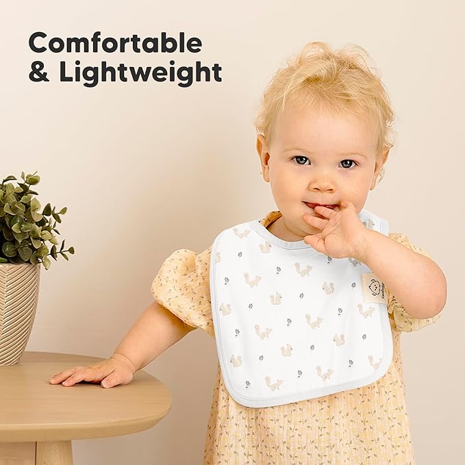 KeaBabies 8-Pack Organic Baby Bibs for Boys, Girls - Super Absorbent Cotton Drool Bibs for Baby Girl & Boy, Teething Toddler, Drooling Newborn, Ultra Soft & Machine Washable (Prairie)