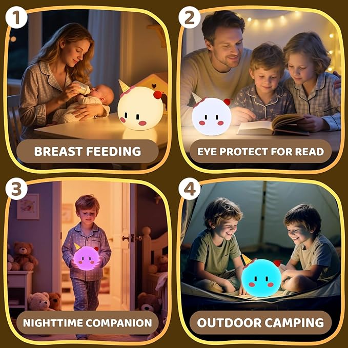 Monster Night Light for Kids, 8-Color Modes & Voice Controlled Light Lamps, Cute Soft Touch Silicone Portable Rechargeable Touch Nightlight for Breastfeeding, Bedroom Decor, Boys and Gifts for Girls