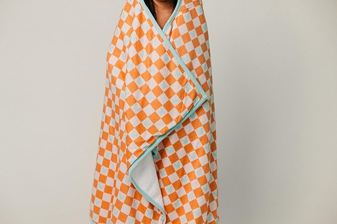 Copper Pearl Premium Big Kid Hooded Towel 'Mickey Mouse Check' - One Size