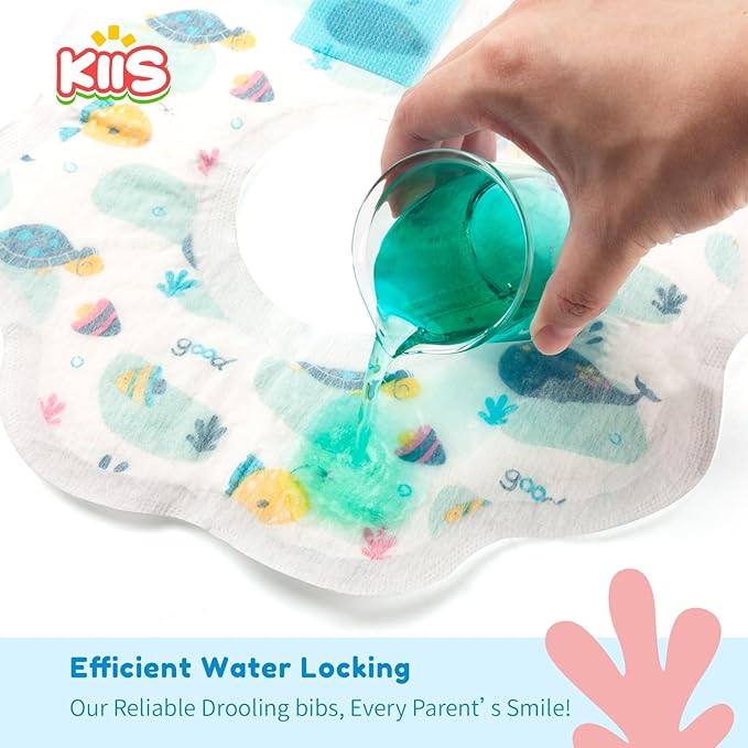KIIS Disposable Baby Bibs for Baby Boys and Girls - Individually Packaged - Hygienic, Soft and Leakproof (20 PCS / 60 PCS)