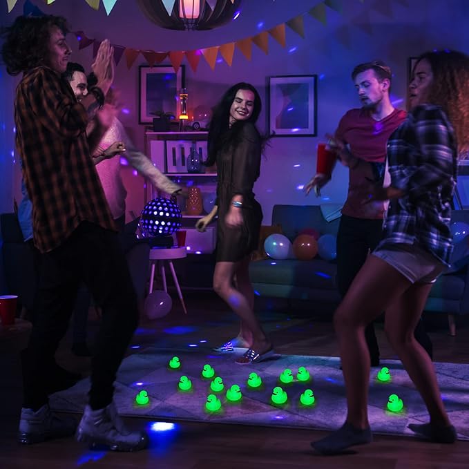 Tradder 50 Pcs 2 Inch Glow in the Dark Rubber Ducks Bulk Summer Rubber Float Ducks Light for Pool Bath Bathtub Baby Shower Autumn Halloween Christmas Party Favors Gift(Green)