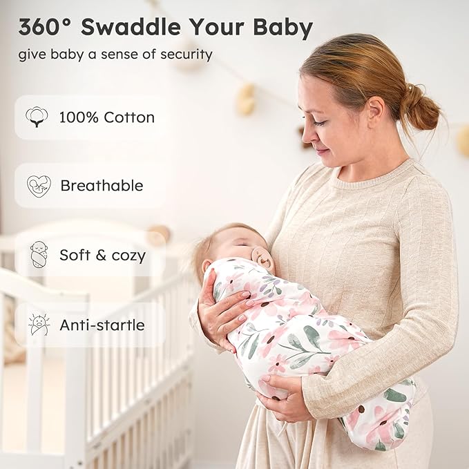 Yoofoss Baby Swaddles for Newborns 100% Organic Cotton, Adjustable Swaddle Sleep Sack 0-3 Months Newborn Swaddle Sack, Breathable Soft(Small)