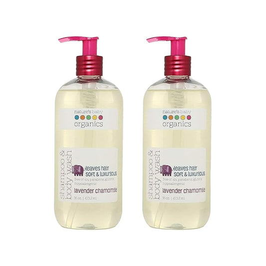 Nature's Baby Organics 3 -in-1 Baby Shampoo, Body Wash and Face Wash, Formulated for Problem and Sensitive Skin, No Sulfate or Artificial Fragrances - Tear Free - Lavender Chamomile 16oz (Pack of 2)