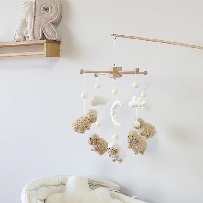 Sheep Mobile for Crib Baby Mobile Sheep Crib Mobile Nursery DéCor White