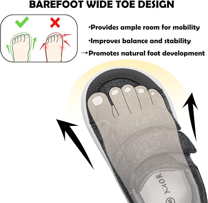 MORENDL Wide Toe Box Shoes Toddler Barefoot Shoes Baby Walking Shoe Boy Girl Non-Slip Zero Drop Minimalist Sneakers Comfort Tennis Outdoor Activities