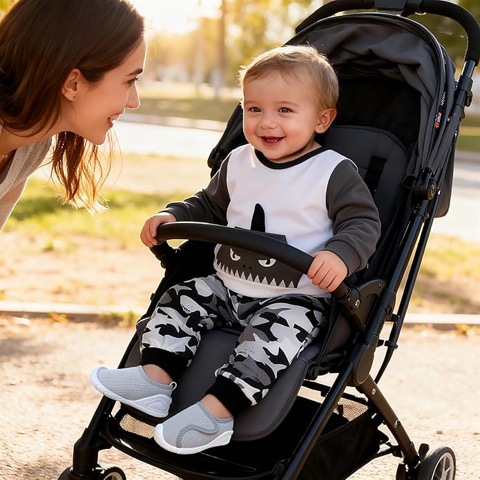 Baby Boys Girls First Walking Shoes Wide Toe Box Infant Sneakers Lightweight Breathable Slip On Barefoot Shoes