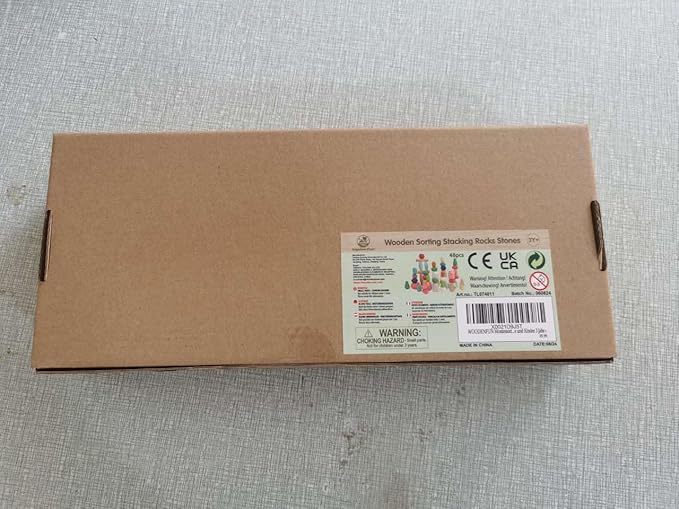 48 PCS Wooden Sorting Stacking Rocks Stones,Sensory Toddler Toys Learning Montessori STEM Toys, Building Blocks Game for Kids 3-6 Years Boy and Girl Birthday Gifts for Kids