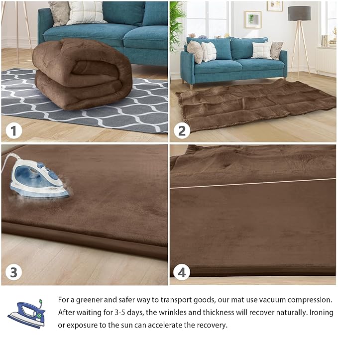 Baby Play Mat for Floor Tummy Time Mat Nursery Muscle Area Rug Playroom Rug Tatami 65"*50" Memory Foam 1.3" Thick Crawling For Babies,Toddlers, Infants, Kids,Floor,Coffee