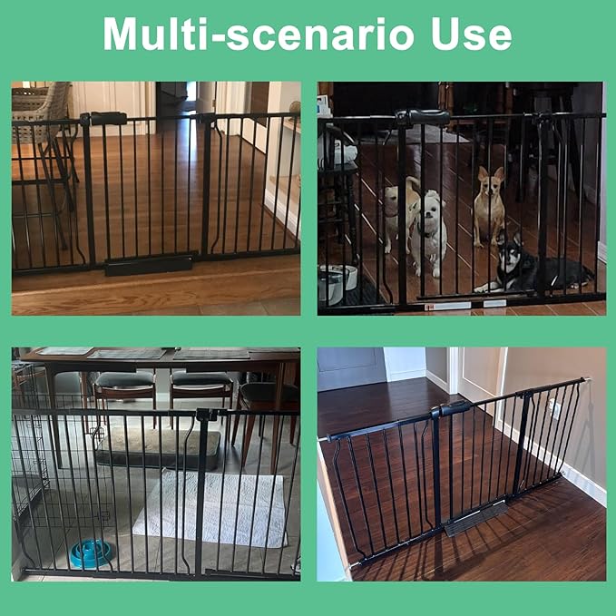 ALLAIBB Extra Wide Pressure Mounted Baby Gate Walk Through Child Kids Safety Toddler Tension White Long Large Pet Dog Gates with Extension for doorways Kitchen (33.86-38.58"/86-98cm, Black)