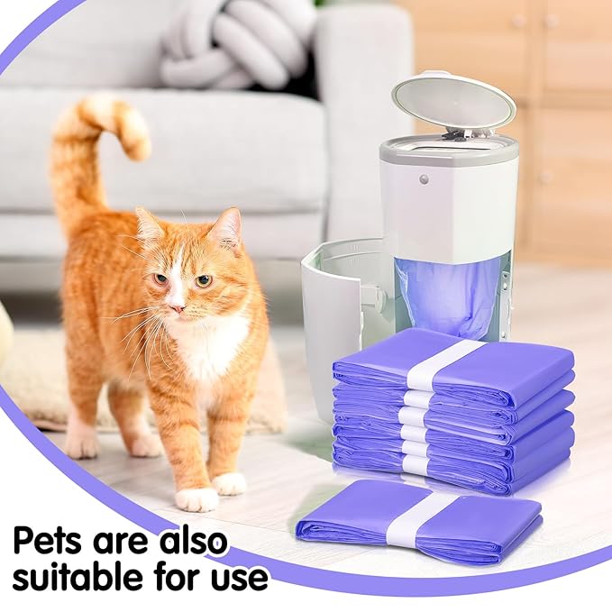 Yeaqee 12 Pack Diaper Disposal Liner Refills Compatible with Janibell Akord 280 Dekor Plus Diaper Pails Extra Thick Pail Refill Liners Adult Scented Odor Resistant Liners Holds up to 7200(Purple)