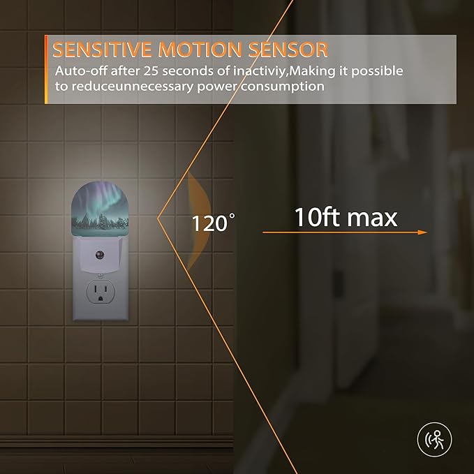 Aurora Forest Night Light - LED Wall Sconce for Bedroom, Bathroom, Hallway, Plug in Decorative Lighting, Gift Ready LED Wall Lamp for Women