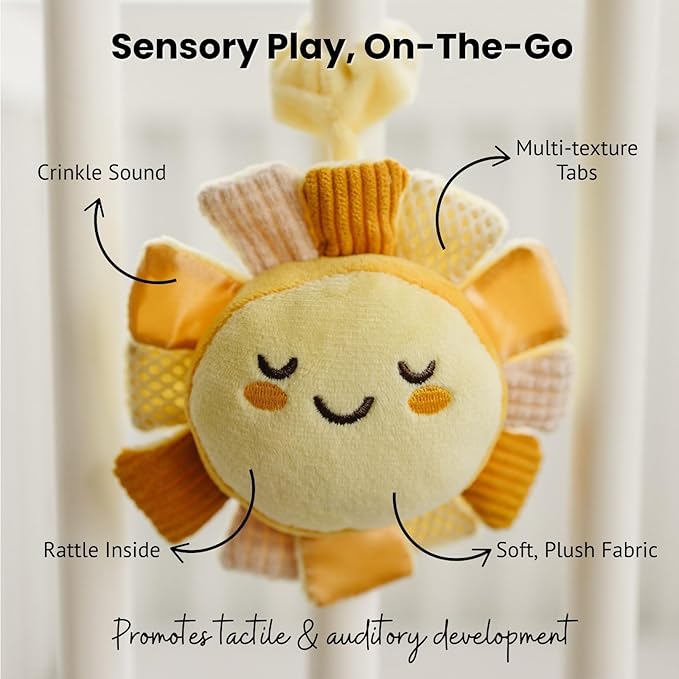 Lion & Light® Sunny Crinkle Toys for Baby | Sensory Toys for Babies | Baby Hanging Toys | Mellow Textures & Crinkle Sounds | Soft Rattle Toy for Babies 0-6 Months | Plush Toys for Kids