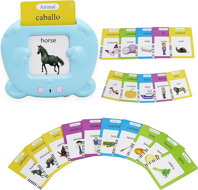 MAYAPHILOS Spanish and English Pocket Speech Therapy Toys with 224 Sight Words, Bilingual Flashcards for Preschool Learning, Gifts for Toddlers