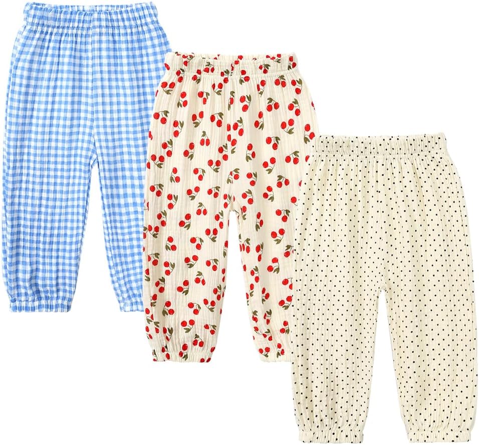 MYGBCPJS Baby Boys Girls Cotton Linen Trousers Kids Casual Ankle Pants Loose Long Bloomers