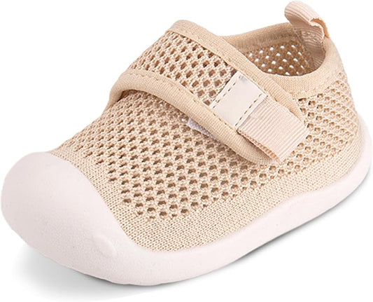 Baby First-Walking Shoes 1-4 Years Kid Shoes Trainers Toddler Infant Boys Girls Soft Sole Non Slip Cotton Canvas Mesh Breathable Lightweight TPR Material Slip-on Sneakers Outdoor