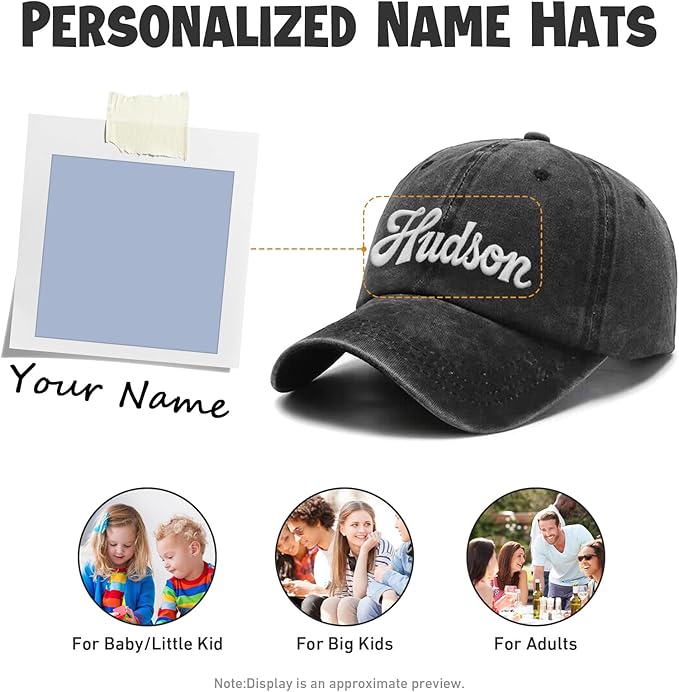 Custom Name Toddler Baseball Cap, Personalized Boys Girls Cotton Embroidered Hat, Trucker Hat for Kids Adults