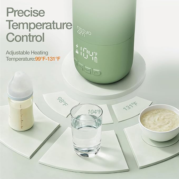 Portable Bottle Warmer for Travel, 17OZ Baby Bottle Warmer On The Go with 100W Fast Heating, Super Fast Charging (Full in 1.5H), Accurate Temp Control, Travel Portable Milk Warmer for BabyMilk