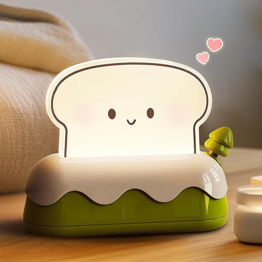 L LOHAS LED Cute Toaster Night Lights for Kids, Kawaii Stuff Bread Desk Lamp with Smile Face, Rechargeable Desk Decor for Bedroom, Besides, Dinning, Nursery Night Light for Kids, Boys, Girls, Gifts