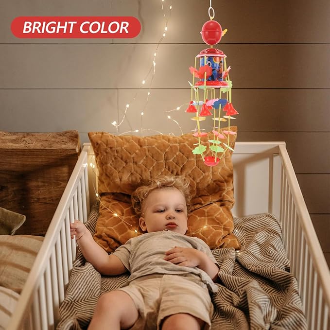 YARNOW Vintage Boy Girl Wind up Hanging Bell Toy Musical Bedside Crib Mobile for Boy Girl Retro Animal Neck Bell Wind Chime Engaging Music Instrument for Nursery Decor