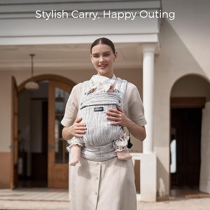 Momcozy Herihuge Baby Carrier - Crafted with Charming Jacquard Weaving, Durable, Stylish and Elegant, All-Day Comfort for Moms, Time Heritage Beige