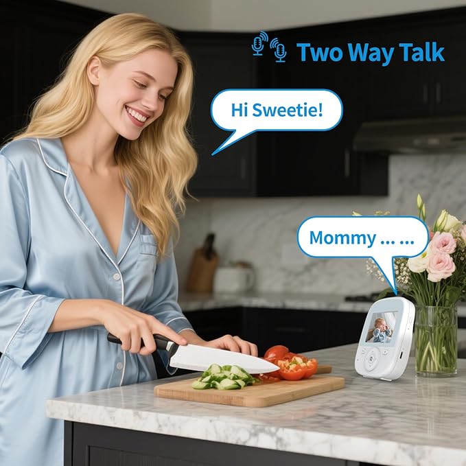 Baby Monitor with Camera and Audio, 2.8" Video Baby Monitor with Secure Transmission No WiFi, Night Vision, Temperature Sensor, Two-Way Talk, Al Off-Lens Detection, Feeding Reminder