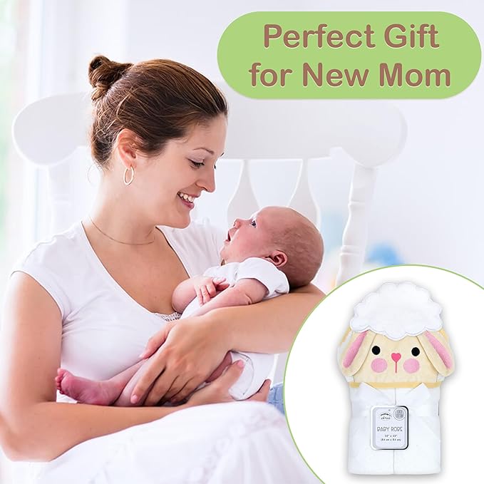 Mother's Choice Baby Hooded Towel - Large Size Cotton, Ultra-Soft & Absorbent Bath Towel for Newborns, Infants, Toddlers, Boys & Girls with Animal Hood (Sheep)