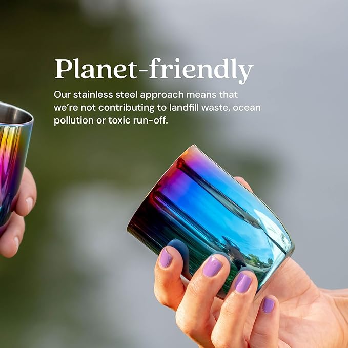 Ahimsa Stainless Steel Kids Cup - Pediatrician Designed Toddler Cups for Open Cup Training, 8oz, 100% BPA Free & Dishwasher Safe (Iridescent Blue Single)