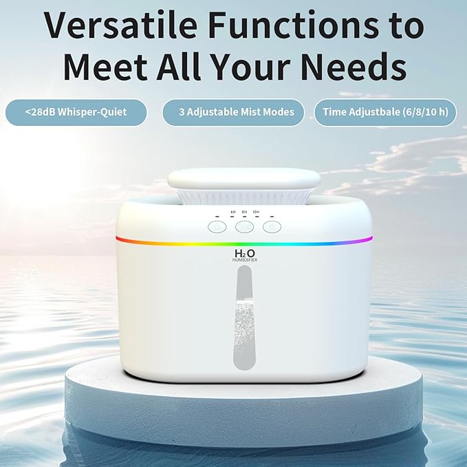 2L humidifiers for bedroom Large Room Home Ultra-Quiet 28 dB Quiet Supersized Cool Mist Air Humidifier for Baby Nursery，Dual Nozzie，Easy to Clean & Fill, 7 Color NightLight