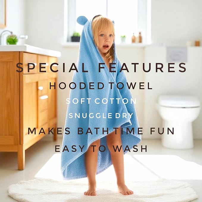 Organic Cotton Toddler Poncho Towel 33"x33" – Ultra-Soft Hooded Bath & Beach Towel with Bear Ears – Absorbent Kids Towel for Boys & Girls 0-5T, Premium for Pool, Bath & Travel (Coral)
