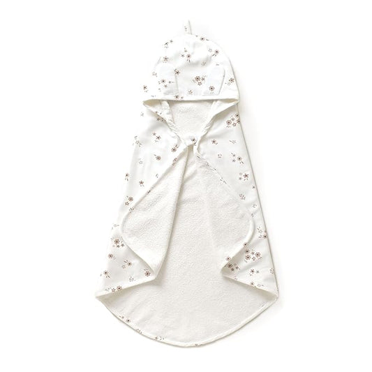 MakeMake Organics Organic Cotton Hooded Towel Baby Toddler GOTS Certified Organic Cotton Beach Poncho Towel Large Absorbent Non Toxic Neutral (Bloom, Diagonally 35"x35")