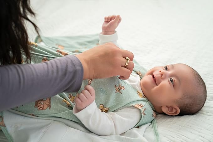 HALO 100% Cotton Sleepsack Swaddle, 3-Way Adjustable Wearable Blanket, Newborn, TOG 1.5, Lion King Friends