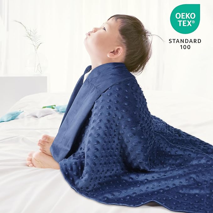 david's kids Micro Fleece Minky Baby Blanket for Boys Girls Neutral with Double Layer and Soothing Raised Dots, Breathable and Soft Lightweight Receiving Blanket for Newborns 30x40 Inches, Navy Blue