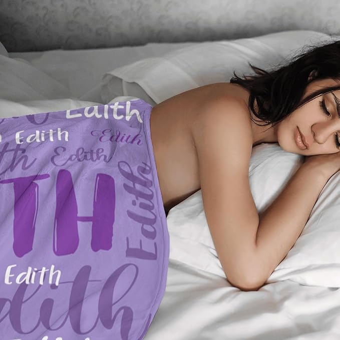 Personalized Custom Baby Blanket with Name for Girls Boys Kids Customized Flannel Blanket for Bed Nursery Room Baby Stroller