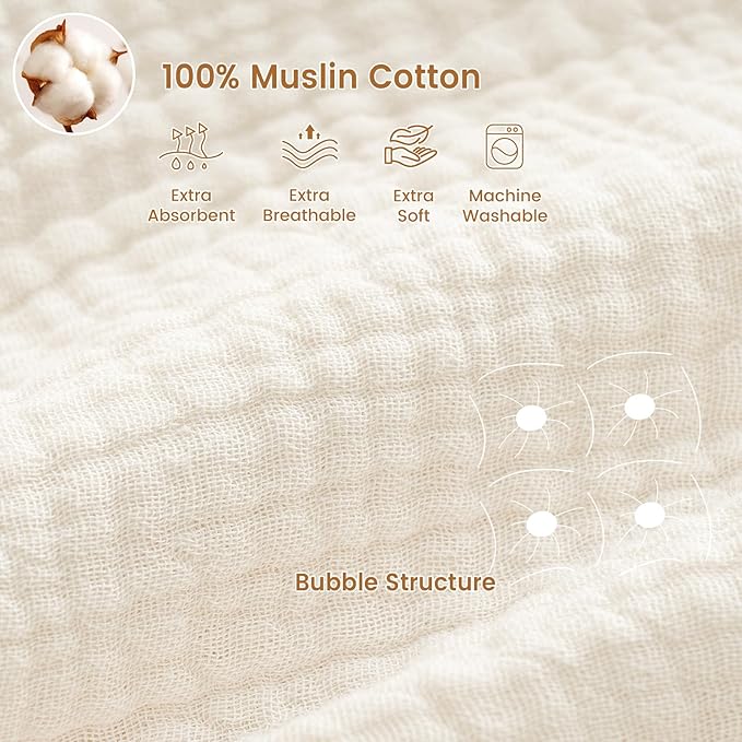 david's kids 2 Pack Hooded Baby Towels, Large 32"x32", 6 Layer 100% Muslin Cotton Highly Absorbent Boy Bath Towel for Newborn, Infant and Toddler, Soft and Breathable Baby Essentials, Dinosaur Story