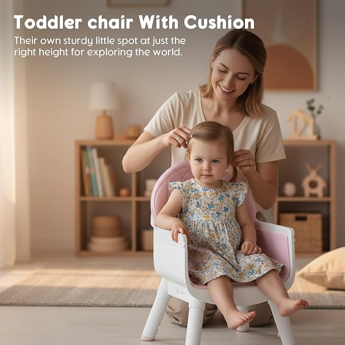 6 in 1 Baby High Chair, Convertible Highchair for Babies and Toddlers (Pink)